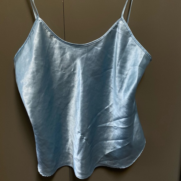 Vintage Blue Faux Silk Shirt - Picture 1 of 5